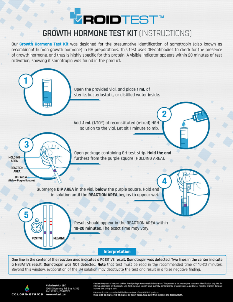 Growth Hormone Test Kit Colorimetrics